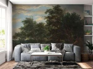 Clearance Bosgezicht fotobehang Bloemen