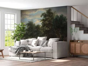 Clearance Bosgezicht fotobehang Bloemen