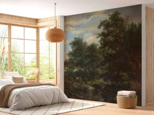 Clearance Bosgezicht fotobehang Bloemen