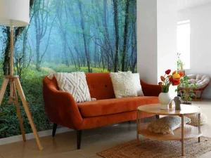 Fashion Bosweg met kronkelbomen fotobehang Bloemen