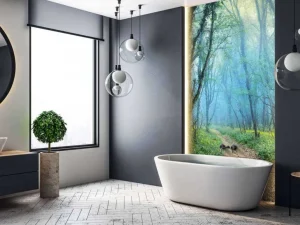 Fashion Bosweg met kronkelbomen fotobehang Bloemen