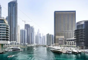Outlet Boten in Dubai Marina fotobehang Transport | Architectuur