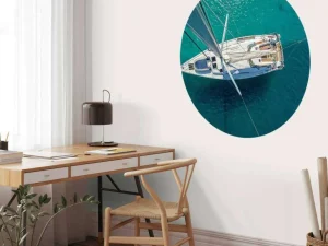 Hot Bovenaanzicht van een zeilboot fotobehang Tienerkamer | Transport