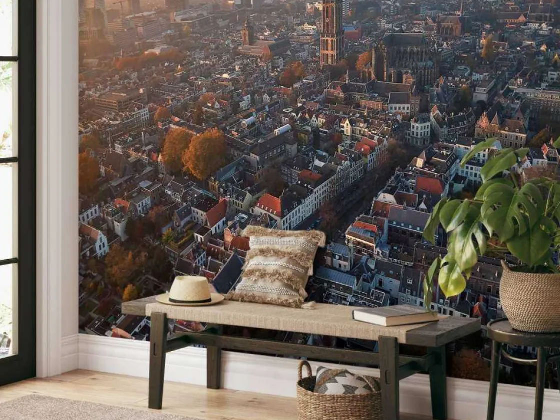 bovenaanzicht_van_utrecht_4.webp Hot Bovenaanzicht van Utrecht fotobehang Architectuur