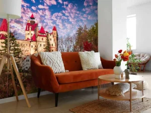 Hot Bran Castle in Roemenië fotobehang Bloemen | Architectuur