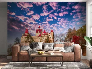Hot Bran Castle in Roemenië fotobehang Bloemen | Architectuur