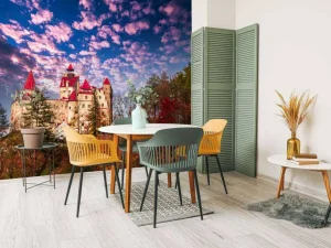 Hot Bran Castle in Roemenië fotobehang Bloemen | Architectuur
