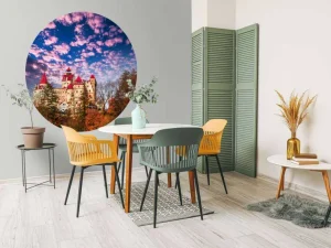 Hot Bran Castle in Roemenië fotobehang Bloemen | Architectuur