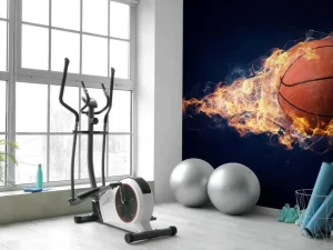 New Brandende basketbal fotobehang Kinderkamer | Sport