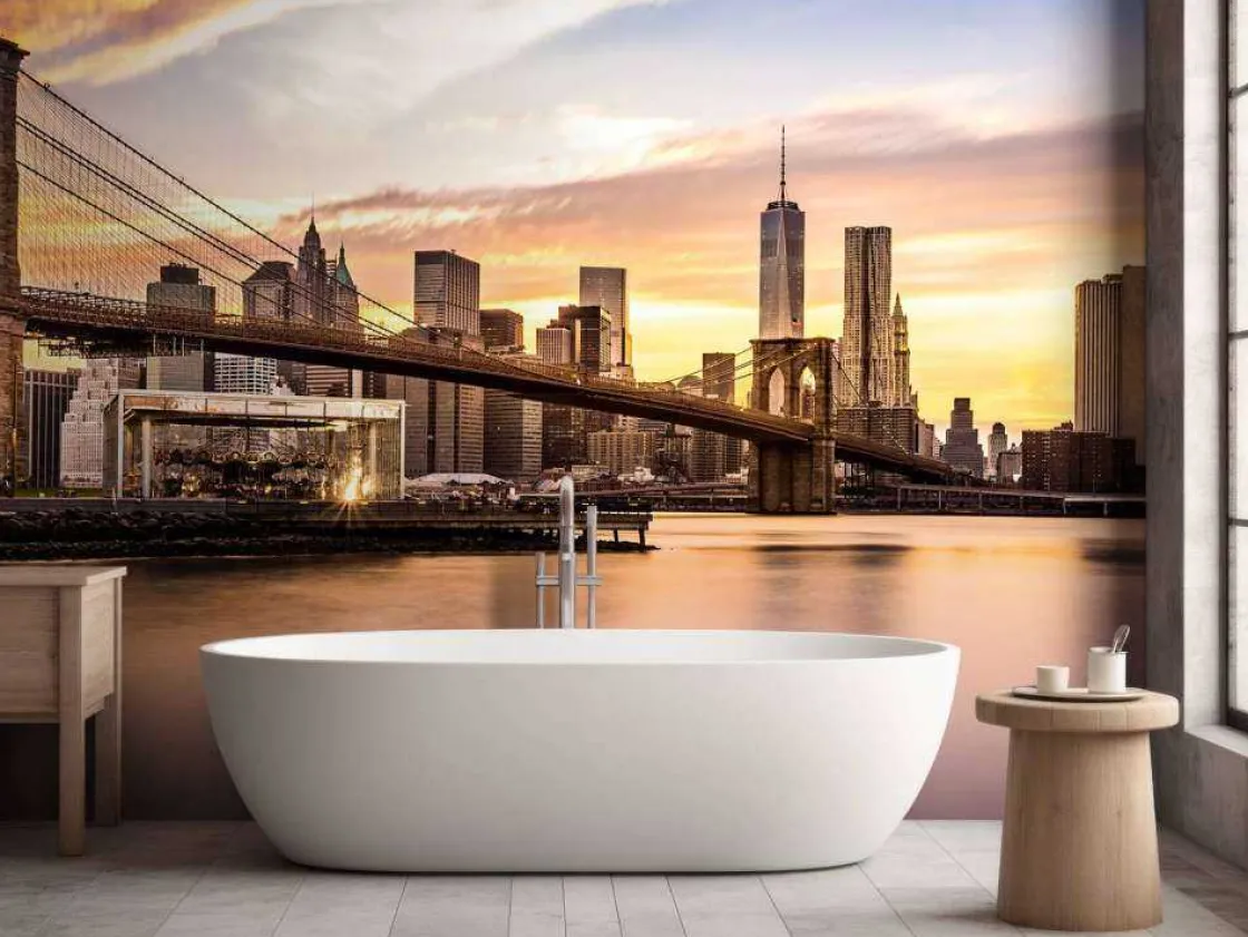 brooklyn_bridge_bij_zonso_6.webp Outlet Brooklyn Bridge bij zonsondergang fotobehang Architectuur