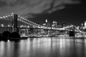 Sale Brooklyn Bridge in zwart-wit fotobehang Architectuur