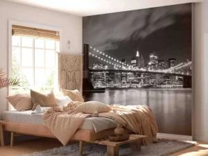 Best Brooklyn Bridge in zwart-wit fotobehang Architectuur