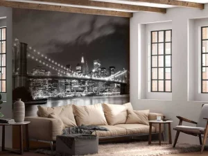 Best Brooklyn Bridge in zwart-wit fotobehang Architectuur
