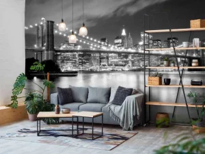 Best Brooklyn Bridge in zwart-wit fotobehang Architectuur