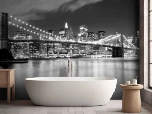 Best Brooklyn Bridge in zwart-wit fotobehang Architectuur