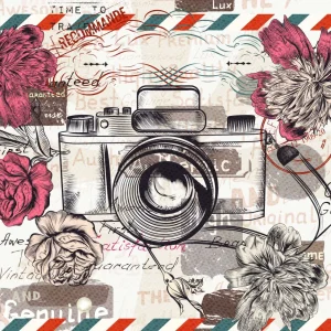 Online Camera vintage design fotobehang Keuken | Gang