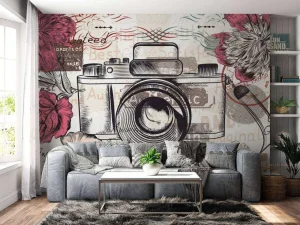 Online Camera vintage design fotobehang Keuken | Gang