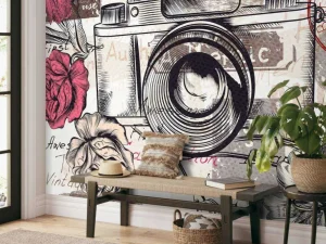 Online Camera vintage design fotobehang Keuken | Gang