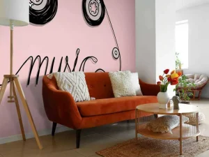 Hot Cassettebandje met een roze achtergrond fotobehang Kinderkamer