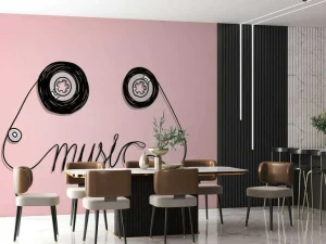 Hot Cassettebandje met een roze achtergrond fotobehang Kinderkamer