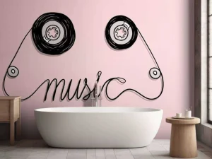 Hot Cassettebandje met een roze achtergrond fotobehang Kinderkamer