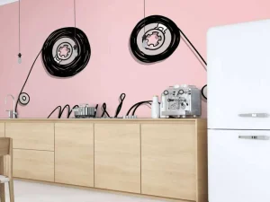 Hot Cassettebandje met een roze achtergrond fotobehang Kinderkamer