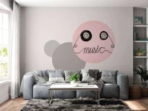 Hot Cassettebandje met een roze achtergrond fotobehang Kinderkamer
