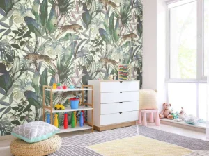 New Cheetah tussen de tropische bladeren Kinderkamer | Dieren
