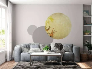 Outlet Chinees schilderij met kersenbloesem fotobehang Kunst & Design | Bloemen