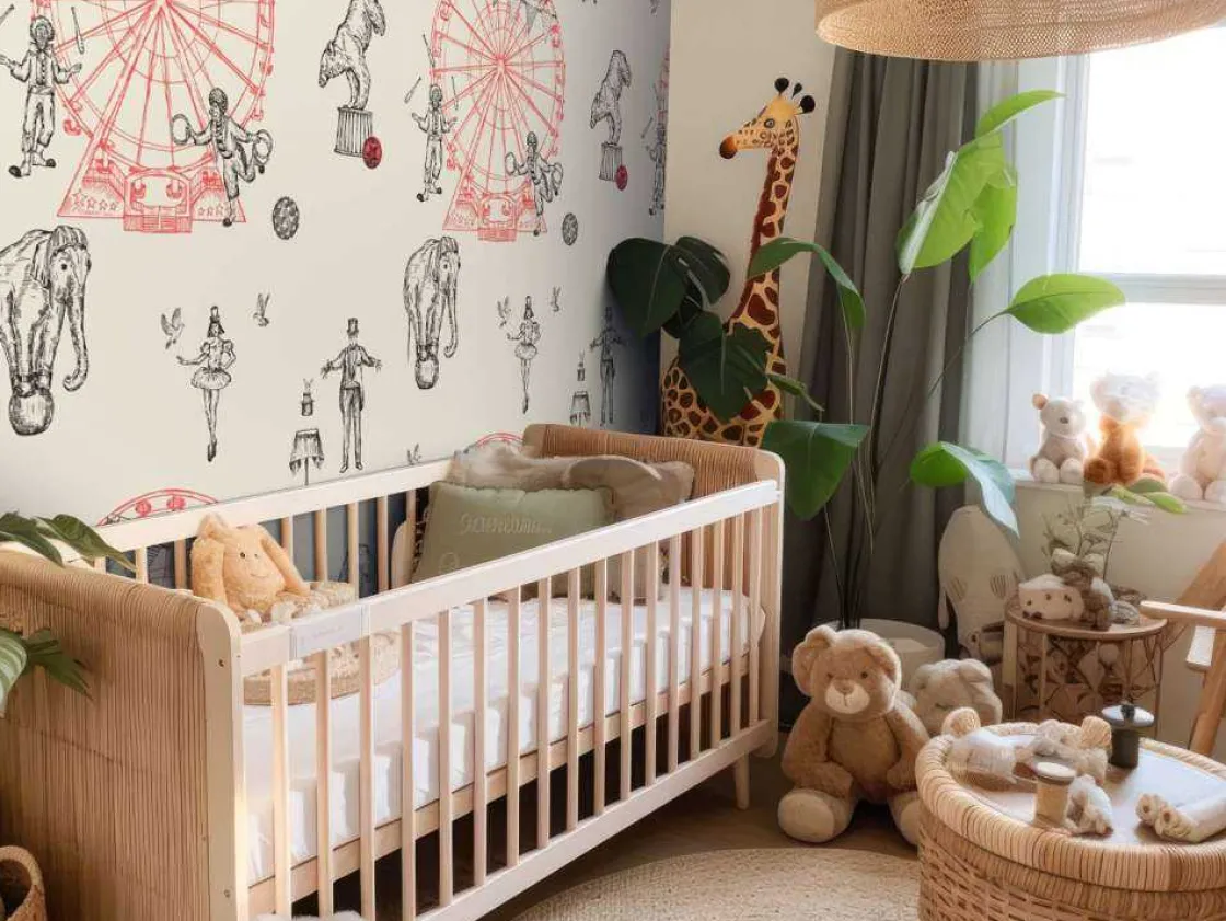 circus_patroon_2.webp Hot Circus patroon Kinderkamer | Dieren