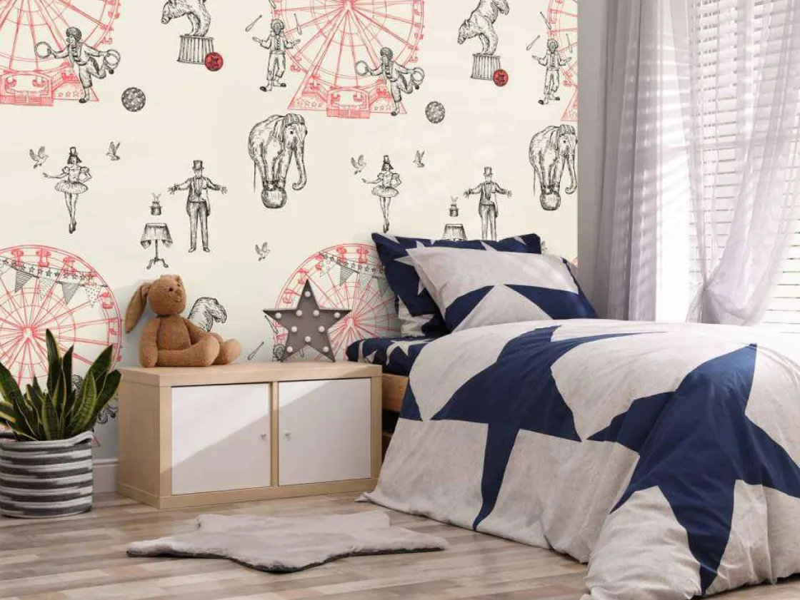 circus_patroon_7.webp Hot Circus patroon Kinderkamer | Dieren