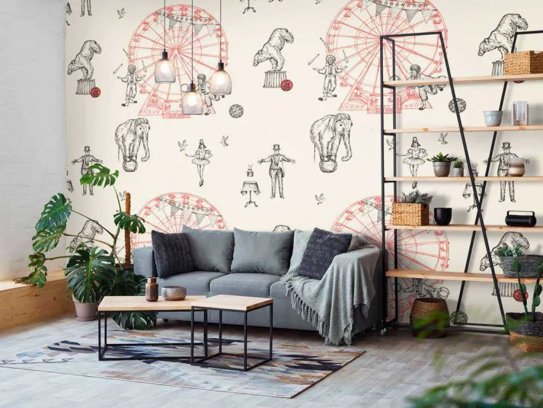 circus_patroon_9.webp Hot Circus patroon Kinderkamer | Dieren