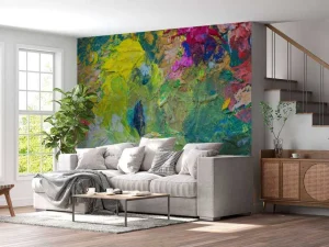 Discount Close-up van een kleurrijk schilderwerk fotobehang Kunst & Design