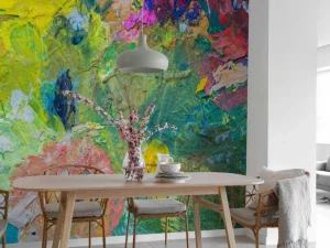 Discount Close-up van een kleurrijk schilderwerk fotobehang Kunst & Design