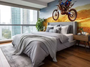 Clearance Crossmotor stunt fotobehang Tienerkamer | Transport