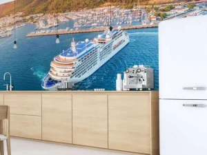 Hot Cruiseschip in de haven fotobehang Tienerkamer | Transport