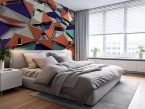New 3D weergave van gekleurde driehoeken fotobehang Kunst & Design | 3d