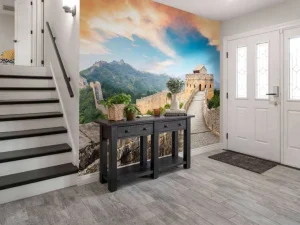 Online De Chinese Muur bij zonsondergang fotobehang Architectuur