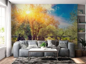 New De Gethsemane olijven boomgaard bij zonsopkomst fotobehang Bloemen