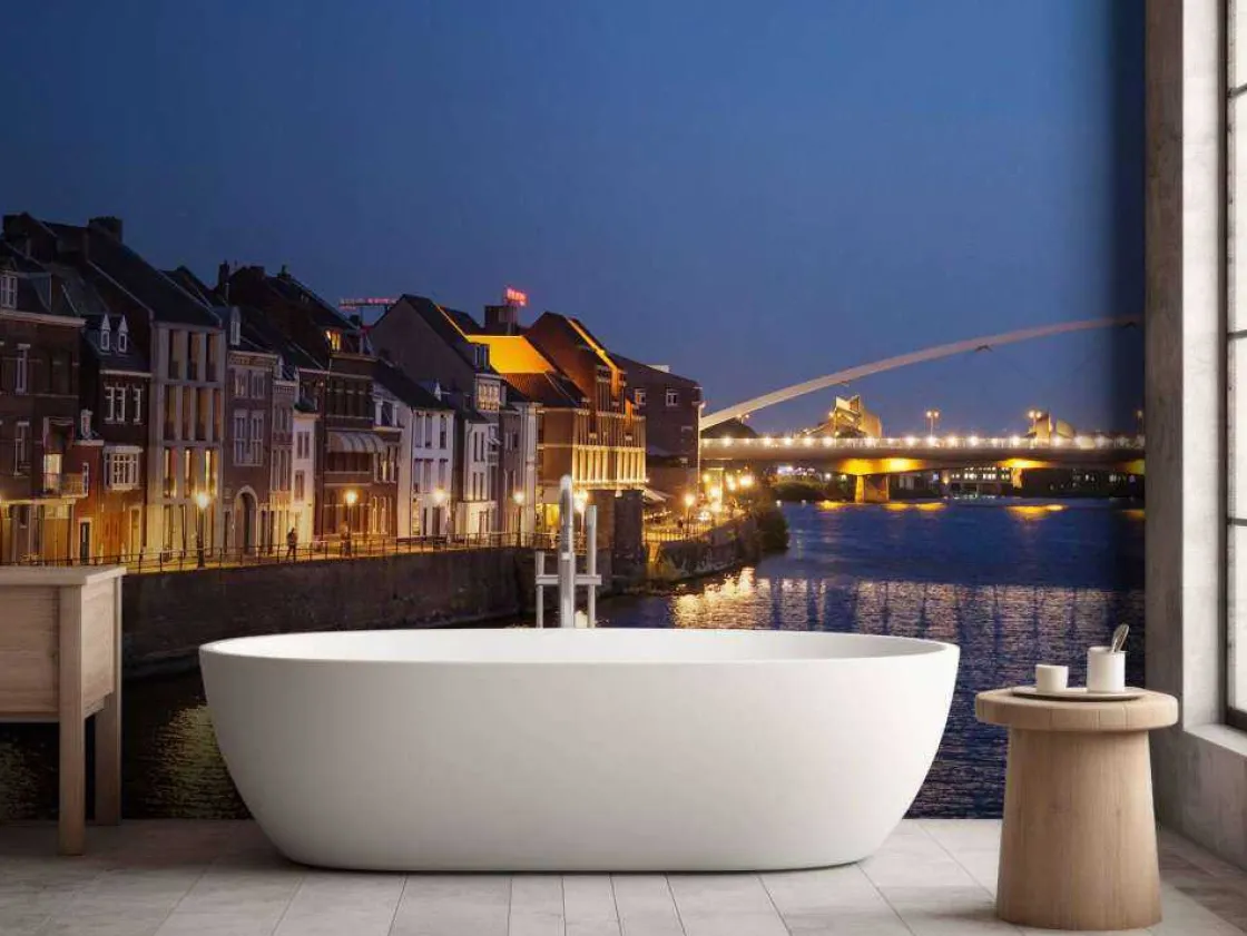 de_hoge_brug_in_de_avond__7.webp Clearance De Hoge Brug in de avond fotobehang Architectuur