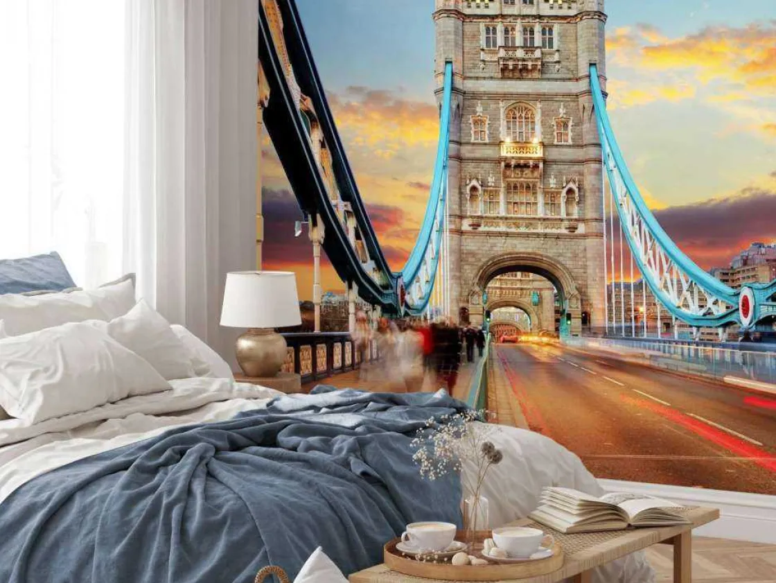 de_london_tower_bridge_bi_1.webp Discount De London Tower Bridge bij zonsondergang fotobehang Architectuur
