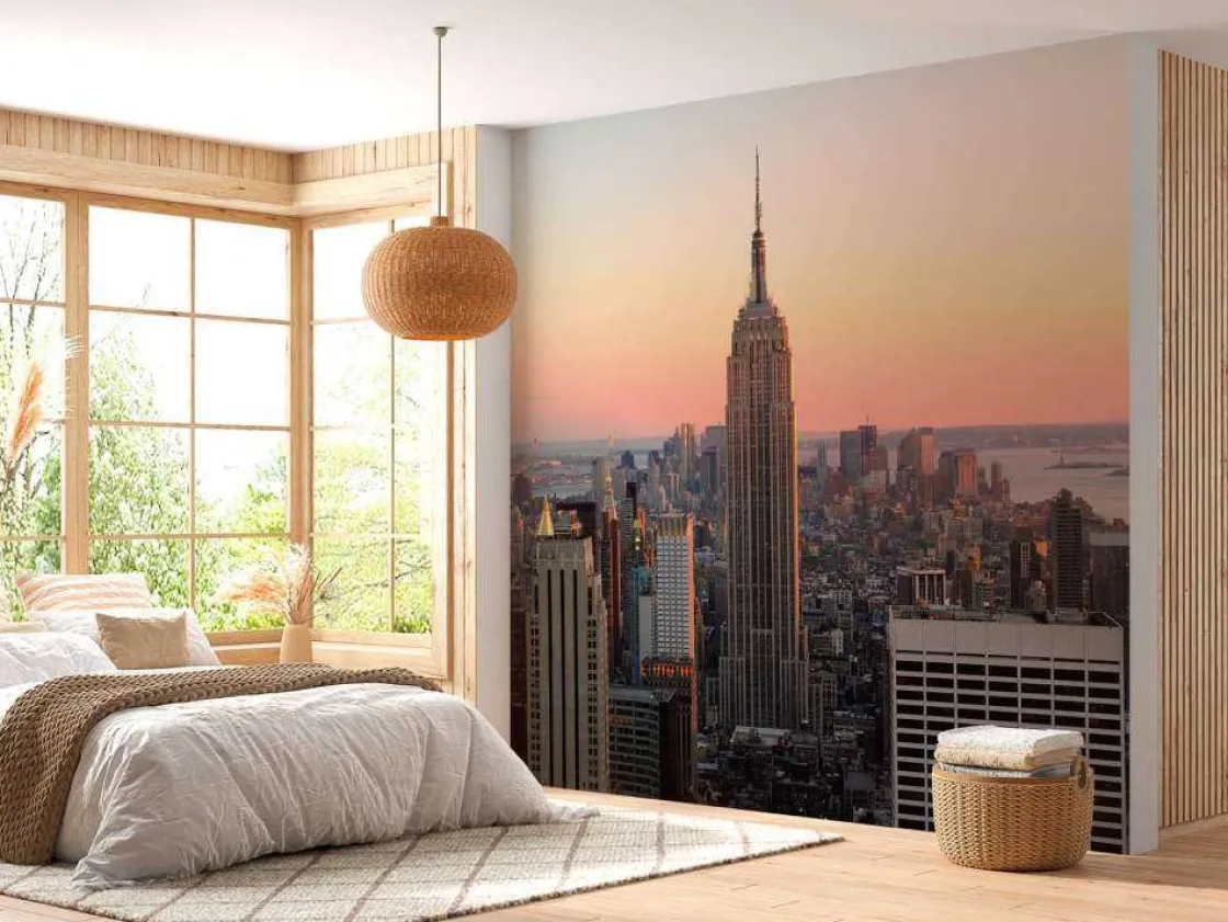 de_skyline_van_new_york_b_1.webp Outlet De Skyline van New York bij zonsondergang fotobehang Architectuur