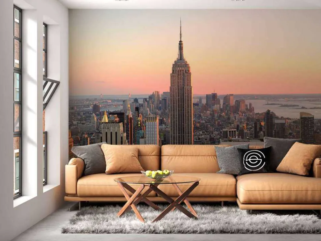 de_skyline_van_new_york_b_10.webp Outlet De Skyline van New York bij zonsondergang fotobehang Architectuur