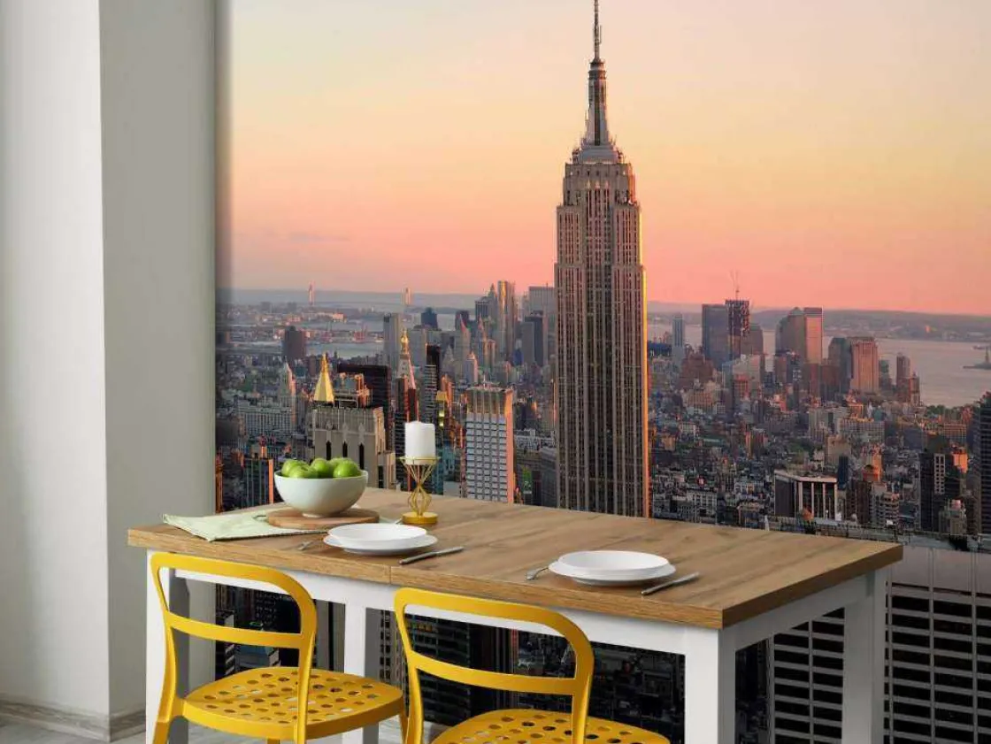 de_skyline_van_new_york_b_3.webp Outlet De Skyline van New York bij zonsondergang fotobehang Architectuur