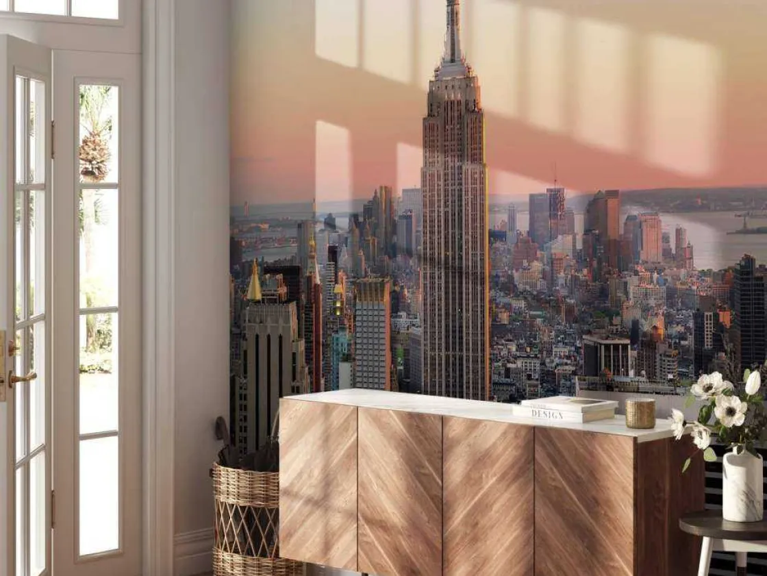 de_skyline_van_new_york_b_4.webp Outlet De Skyline van New York bij zonsondergang fotobehang Architectuur