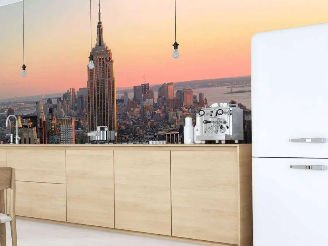 de_skyline_van_new_york_b_7.webp Outlet De Skyline van New York bij zonsondergang fotobehang Architectuur