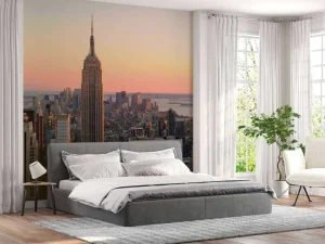 Outlet De Skyline van New York bij zonsondergang fotobehang Architectuur
