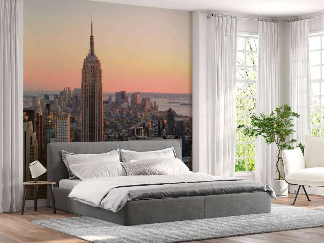 de_skyline_van_new_york_b_9.webp Outlet De Skyline van New York bij zonsondergang fotobehang Architectuur
