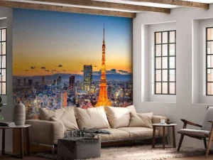 Discount De skyline van Tokyo met de Tokyo Tower fotobehang Architectuur