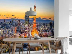 Discount De skyline van Tokyo met de Tokyo Tower fotobehang Architectuur